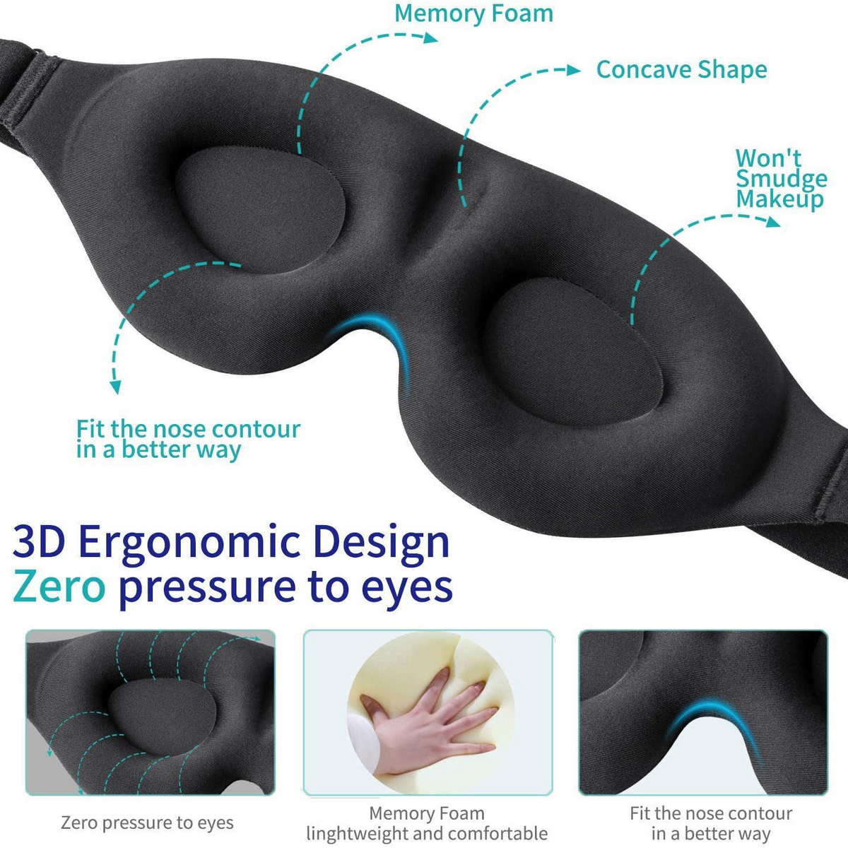3D Contoured Eye Mask for Sleeping